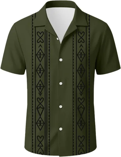 Vista 3 de Camisas de guayabera para hombre, camisa hawaiana de manga corta con botones, camisas cubanas de verano, camisetas de playa, trajes de vacaciones