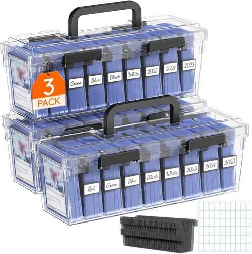 Vista 10 de Lifewit - Caja de almacenamiento para tarjetas coleccionables con asa, apta para Toploader, 2 unidades Stackable Reinforced Latch Case with 8