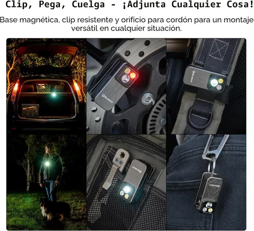 Vista 9 de OLIGHT Oclip Pro - Linterna recargable EDC con clip, Phantom Squadron Red Light, 500 Lumens Floodlight, Spotlight, Pocket-Sized, USB-C Charging