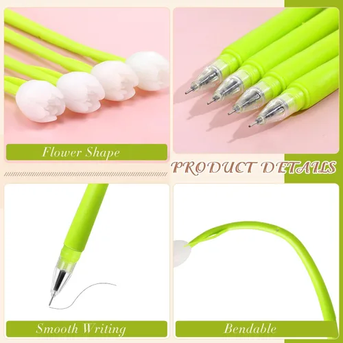 Vista 6 de Yexiya 60 bolígrafos con diseño de flores que cambian de color, regalos para madres y profesores, bolígrafos a granel de 0.020 in, tulipán, rosa