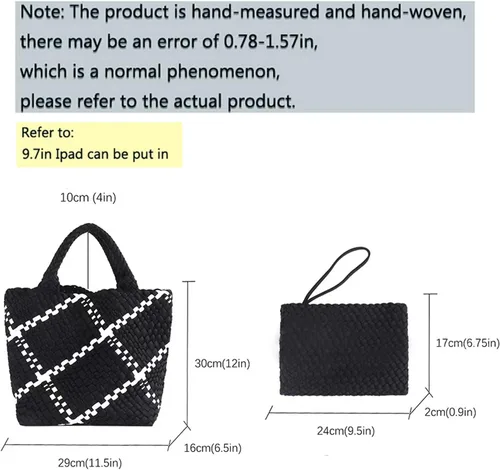 Vista 2 de Bolso Hobo de moda, hecho a mano, tejido casual, para mujer, de gran capacidad, de neopreno, de retazos, para mujer