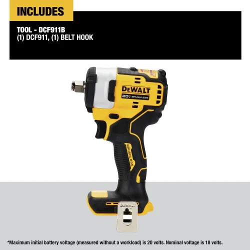 Vista 3 de DEWALT DCF911B 20V MAX* Llave de impacto de 1/2" con yunque de anillo porcino (solo herramienta)