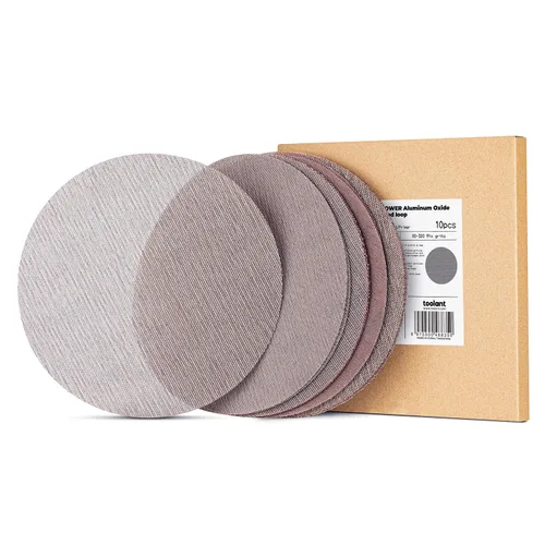 Vista 9 de Toolant - Papel de lija abrasivo de malla de 9 pulgadas, grano 80, 10 unidades Dust-Free Hook & Loop Drywall Sanding Disc, for Sanding Wood