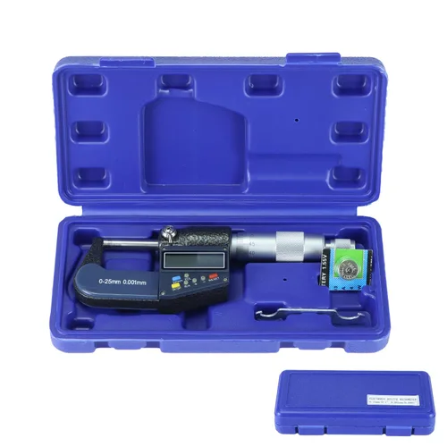 Vista 2 de QWORK Micrómetro exterior digital con punta de carburo, rango de medición de 0-1 pulgada / 0.000-0.984 in, alta precisión ± 0.000 in, pantalla LCD