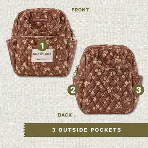Vista 5 de Bella Taylor Bolsa de almuerzo acolchada de algodón para mujer, apta para alimentos, con forro de PEVA fácil de limpiar, diseño floral burdeos