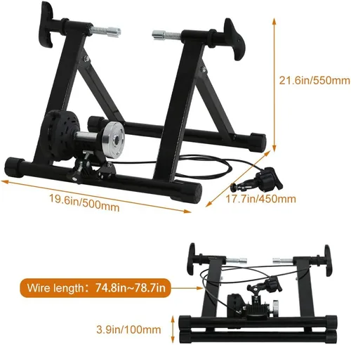 Vista 7 de Soporte de entrenamiento de bicicleta para montar en interiores, soporte de entrenamiento de ejercicio de bicicleta con volante magnético, reducción