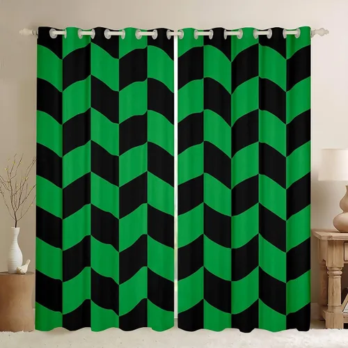 Vista 26 de Feelyou Beige Brown and White Curtains for Bedroom Living Room Modern Geometric Blackout Shades Abstract Checkered Room Darkening Curtain Rhombus