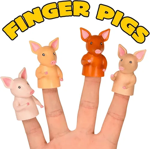 Vista 3 de Mcphee Archie Funny Finger Pigs - Juego de marionetas de dedo de 4 piezas