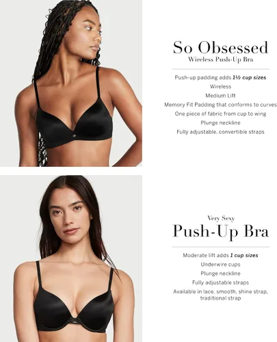 Vista 5 de Victoria's Secret So Obsessed - Brasier push up inalámbrico, muy sexy, sujetadores para mujer (32A-38DDD)