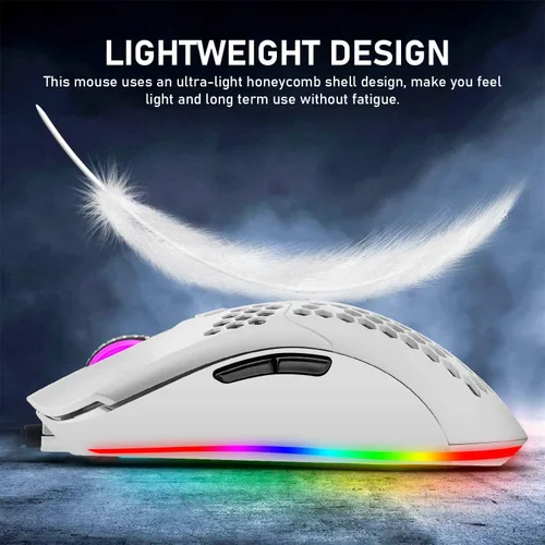 Vista 2 de ZIYOU LANG Ratón ligero para juegos con cable, 6 retroiluminación RGB con 7 botones programables, sensor óptico ajustable de 6400 DPI, compatible