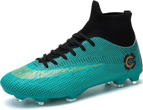 Vista 9 de HHY Tacos de fútbol para hombre, zapatos de fútbol con cordones antideslizantes