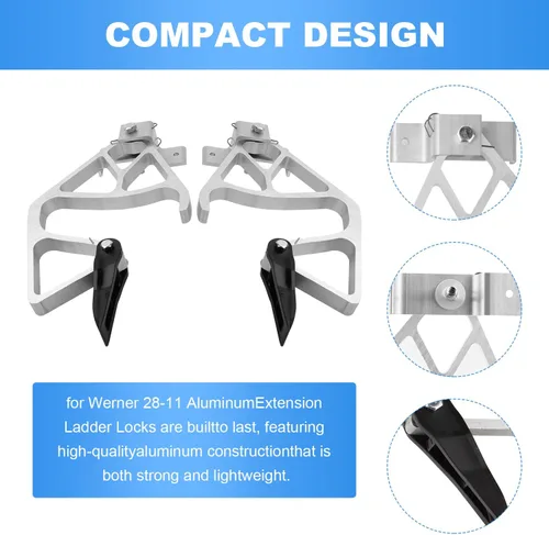 Vista 4 de Kit de bloqueo de peldaños 28-11 para cerraduras de escalera de extensión de aluminio Werner, compatible con escalera de extensión Werner