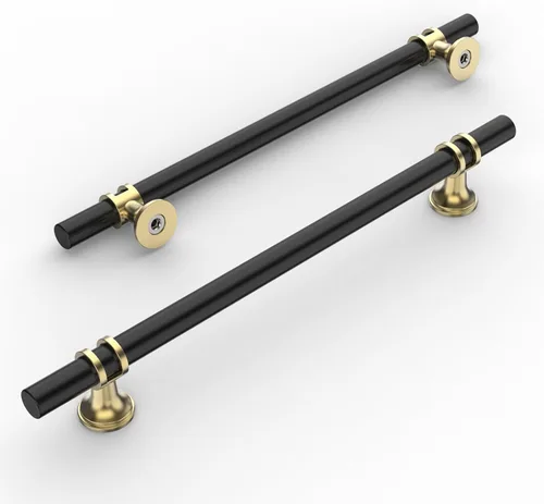 Vista 7 de Amerdeco ZH0050 - Paquete de 10 pomos de bronce champán para gabinetes, barra en T de 2 pulgadas, manijas de gabinete de cocina, manijas