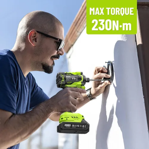 Vista 4 de Robustrue Destornillador de impacto: Destornillador de impacto inalámbrico hexagonal de 21 V 1/4", 230 N.m (2,035 pulgadas-libras) Juego de taladro