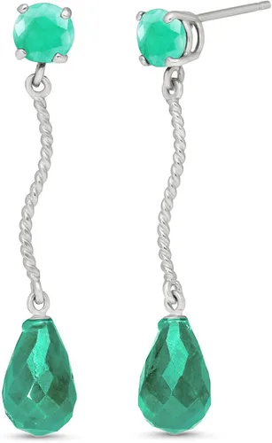 Vista 6 de Galaxy Gold GG Aretes colgantes de oro macizo de 14 quilates con esmeraldas, Metal Gema, Esmeralda