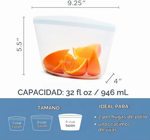 Vista 5 de Stasher Tazón de silicona reutilizable de alta calidad, sin fugas Transparente