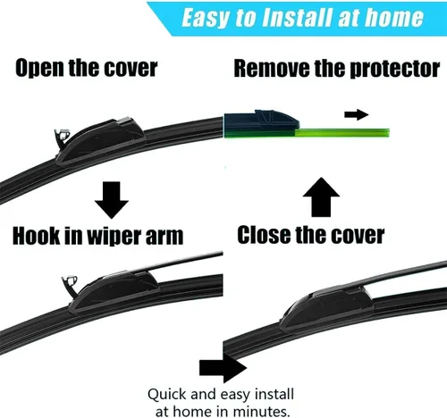 Vista 5 de Juego de 3 limpiaparabrisas delantero y trasero compatible con Nissan Qashqai J11 2013-2020 parabrisas ventana de 26 pulgadas + 17 pulgadas + 12