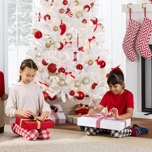 Vista 155 de Best Choice Products Árbol de Navidad azul bebé preiluminado de 6 pies, decoración navideña artificial completa con 947 puntas de rama, 250 luces