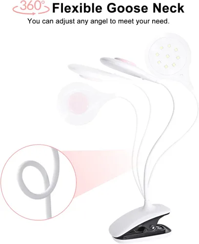 Vista 4 de Lámpara de uñas LED UV flexible con cuello de cisne y abrazadera, lámpara de escritorio de secado de uñas de gel UV de 18 W para curar uñas de gel