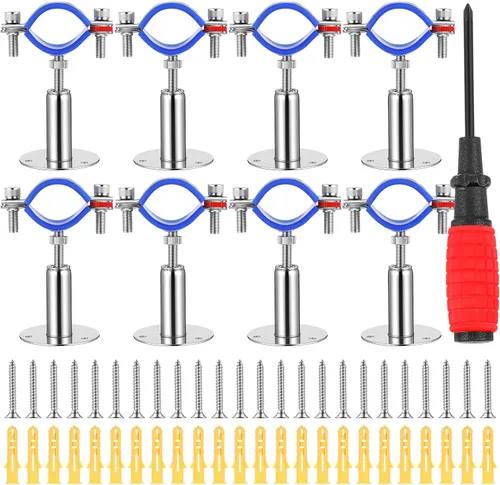 Vista 9 de Yaocom 8 soportes de tubo de montaje en pared de acero inoxidable 304, adecuado para diámetro exterior de 1-1/2 pulgadas (1.654-1.772 in), altura