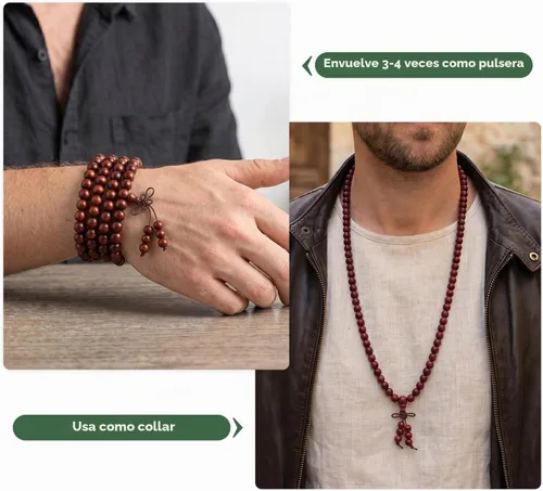 Vista 5 de SUNYIK 8mm Wooden 108 Tibetan Buddhist Prayer Beads Mala Bracelet