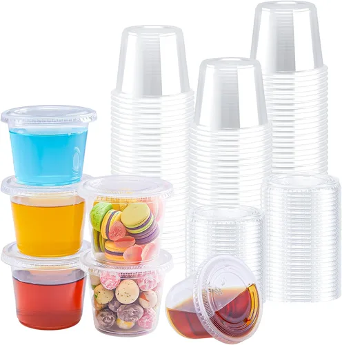 Vista 10 de BYSNOW 360 juegos de vasos de gelatina de plástico de 4 onzas con tapas