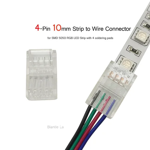 Vista 3 de Conector de tira LED de 4 pines, clip RGB sin soldadura de 0.394 Secciones de tira de puente, enruta alrededor de esquinas de 90 grados o crea