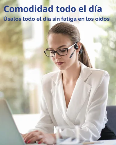 Vista 6 de Auriculares Bluetooth YouthWhisper con micrófono, auriculares de oreja abierta, auriculares inalámbricos Bluetooth 5.2 con auriculares duales CVC8.0