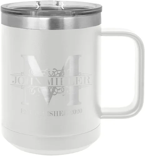 Vista 12 de Sofia's Findings Taza aislada al vacío de acero inoxidable personalizada con monograma real de 15 onzas con tapa