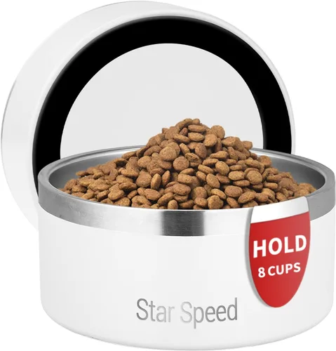 Vista 15 de StarSpeed - Cuencos aislados de acero inoxidable para perros de 24 onzas (color negro)