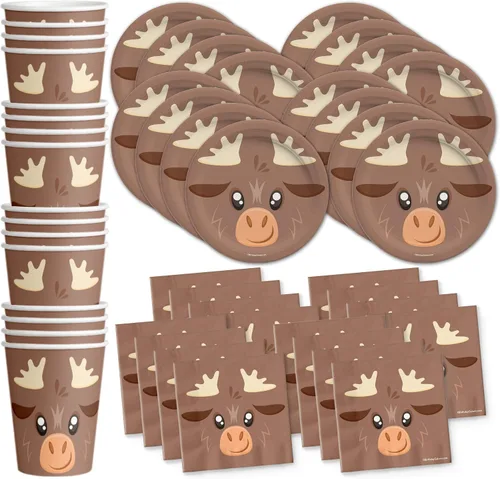 Vista 15 de Juego de suministros para fiesta de cumpleaños de Oso, juego de platos, servilletas, vasos, kit de vajilla para 16