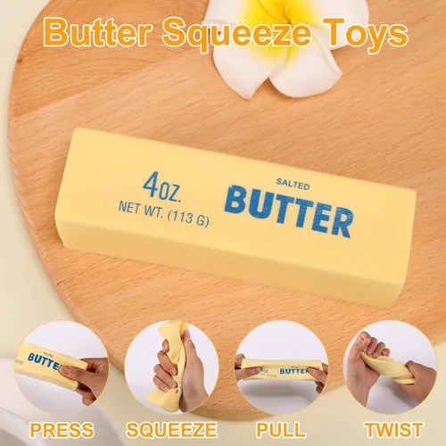 Vista 3 de Giant Butter Squishy – Jumbo Squishy Butter Stick, grande y mini juguete de mantequilla exprimible, alivio del estrés de 14 onzas, diversión
