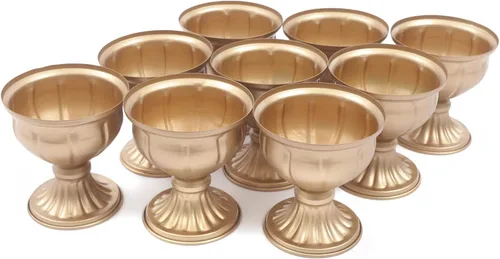 Vista 30 de Juego de 10 portavelas de metal dorado de 10.2 pulgadas de alto, florero, arreglo floral, candelabro, candelabro, portavelas para bodas, fiestas