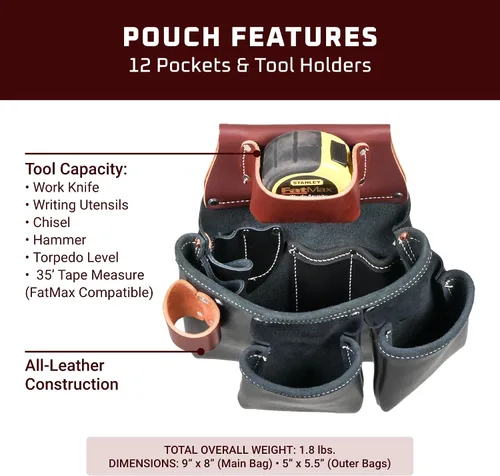 Vista 3 de Occidental Leather 3 Pouch Pro Tool Bag with Tape Holder
