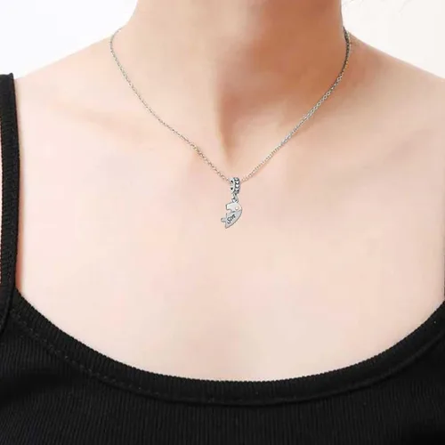 Vista 6 de KunBead Dijes de corazón para madre e hijo, rompecabezas de cuentas para mamá, conjunto de pulseras para collar, Metal, vidrio