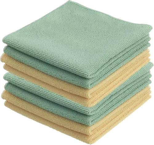 Vista 5 de Superio Paños de limpieza de microfibra, paquete de 4 (2 amarillas y 2 verdes), toallas absorbentes sin pelusa para automóviles, cocina, baño