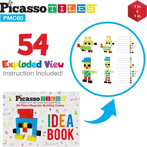 Vista 4 de PicassoTiles Cubo de rompecabezas magnético + kit de ingeniería de 105 piezas, juego de construcción de bloques de construcción magnético de 1