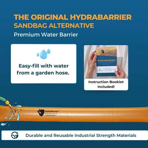 Vista 2 de La barrera de inundación original HydraBarrier estándar – 6 pies de largo x 4 pulgadas de alto – Alternativa ligera y reutilizable a los sacos