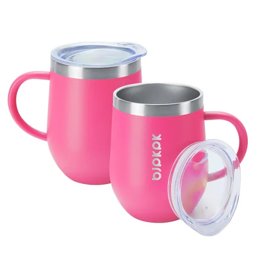 Vista 23 de BJPKPK 2 tazas de café aisladas, vaso aislado de 14 onzas con tapa, tazas de café de acero inoxidable con tapa a prueba de salpicaduras, color negro