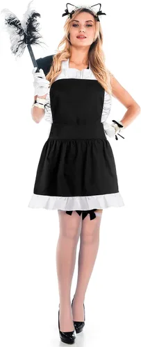 Vista 2 de Newcotte Womens French Maid Costume with Apron Anime Cosplay Fancy Dress for Halloween Party