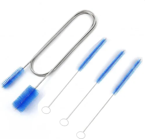 Vista 4 de Juego de 100 popotes de silicona reutilizables con cepillo de drenaje flexible para pajitas