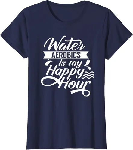 Vista 34 de Water Aerobics Is My Happy Hour Hobby Instructor Aqua Camiseta Negro