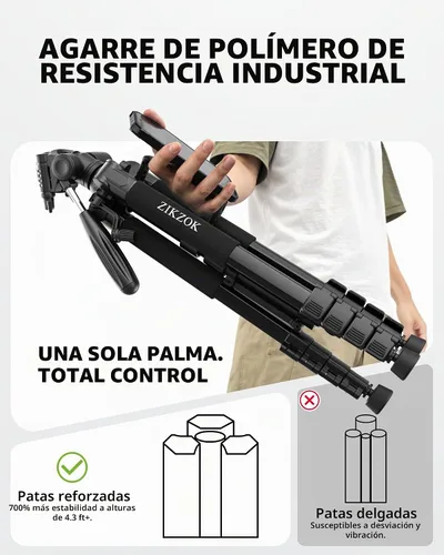 Vista 2 de Trípode de cámara de 75 pulgadas, soporte de cámara de aluminio resistente para teléfono iPad, trípode de viaje con/bolsa de transporte/soporte