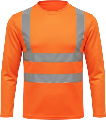 Vista 12 de HYCOPROT Hi Vis - Camisas de seguridad de manga larga de alta visibilidad, camisa reflectante para hombres y mujeres, camiseta de construcción