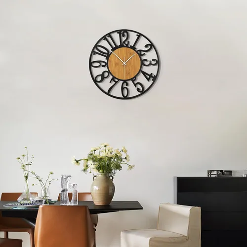 Vista 6 de LEIKE Relojes de Pared Grandes, Silenciosos, Sin Tictac, Funcionan con Baterías, Rústico Redondo Moderno Gran Reloj de Pared de Madera para Sala