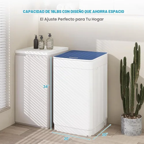 Vista 3 de Zynkez - Lavadora y secadora combinada de 18 libras y 10 libras, juego de lavandería portátil completamente automático con 7 programas de lavado, 5