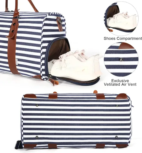 Vista 5 de Oflamn Bolsa de fin de semana para mujer, bolsa de lona para la noche, bolsa de viaje grande, bolsa de viaje con compartimento para zapatos, juego
