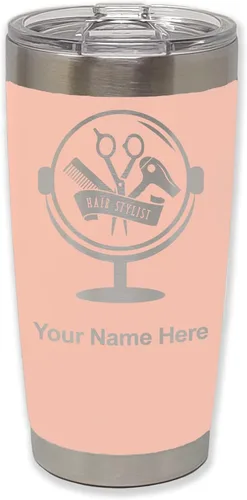 Vista 32 de LaserGram Taza de 20 onzas con aislamiento al vacío, para estilista de cabello, con grabado personalizado incluido (negro) Engraved Gift for Hair