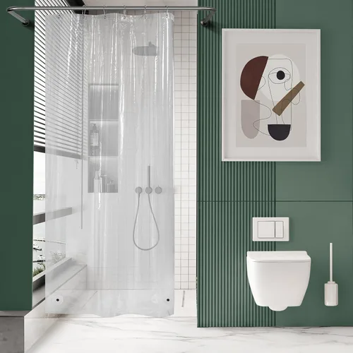Vista 33 de AmazerBath Forro de cortina de ducha, 72x72 Forros de cortina de ducha beige, Forro de ducha de plástico ligero, Bonitas cortinas de ducha PEVA