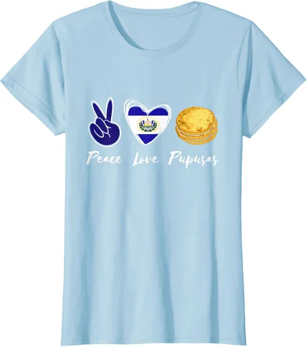 Vista 27 de Pupusas Lover Love Peace El Salvadaor Camiseta Comida Salvadoreña